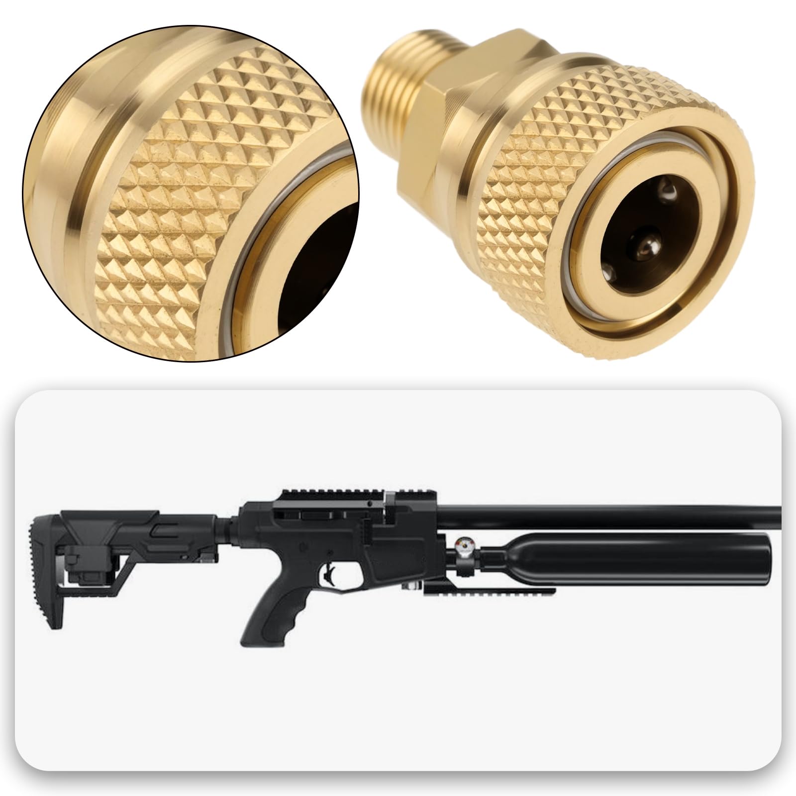 eMagTech 1/8 BSPP Male Thread Quick-Disconnect Plug Adapter 8MM Brass Quick Connect Female Connector for PCP Air Guns 26.5x18x14mm - Image 2