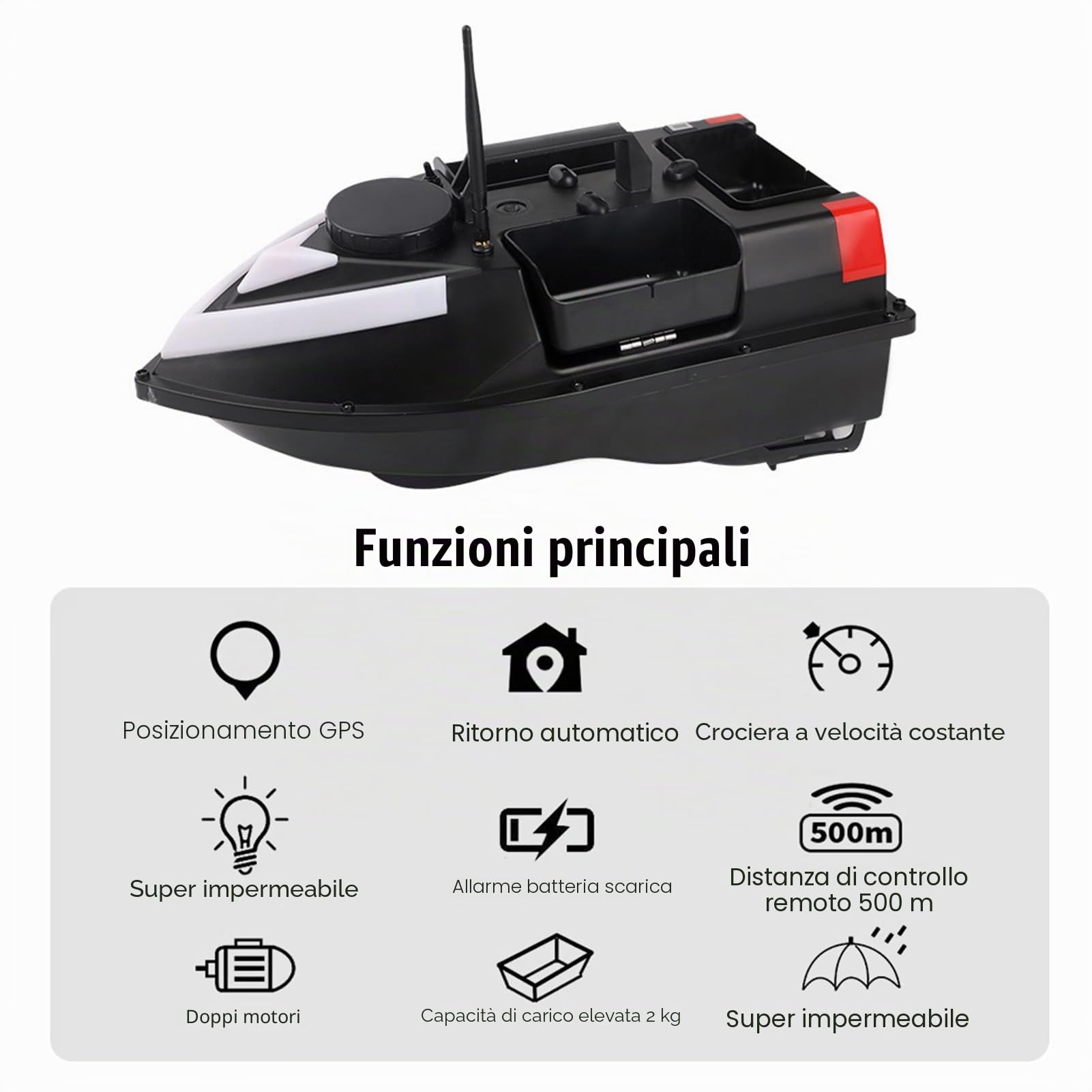 Kavolet Esca da pesca con GPS, barca RC 500m, telecomandata, GPS Finder, ritorno automatico, nido impermeabile doppio motore
