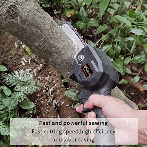FiLiGRee Mini Chainsaw, 4 Inch Cordless Electric Portable Battery Chain Saw with 2Pcs Rechargeable Battery and 2Pcs Chain, 0.7kg Lightweight Electric saws for Tree Branch Wood Cutting