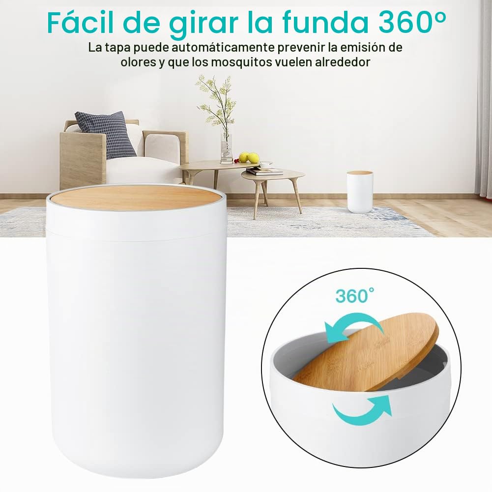 JOTOM Juego de accesorios de baño de bambú de 7 piezas de accesorios de baño de plástico de lujo, dispensador de jabón, juego de baño de regalo (blanco)