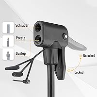 Vista 2 de MOHEGIA Bomba de piso de bicicleta con manómetro: bomba de bicicleta de aire con alta presión 160 PSI, se adapta a la válvula Schrader y Presta