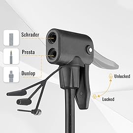 MOHEGIA Bike Floor Pump with Gauge,Air Bicycle Pump Inflator with High Pressure 160 PSI,Fits Schrader and Presta Valve