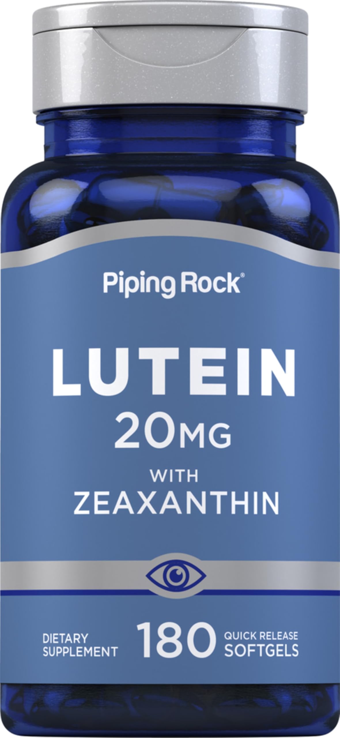 Piping Rock Lutein and Zeaxanthin Supplement | 20mg | 180 Softgels | from Marigold Extract | Non-GMO, Gluten Free