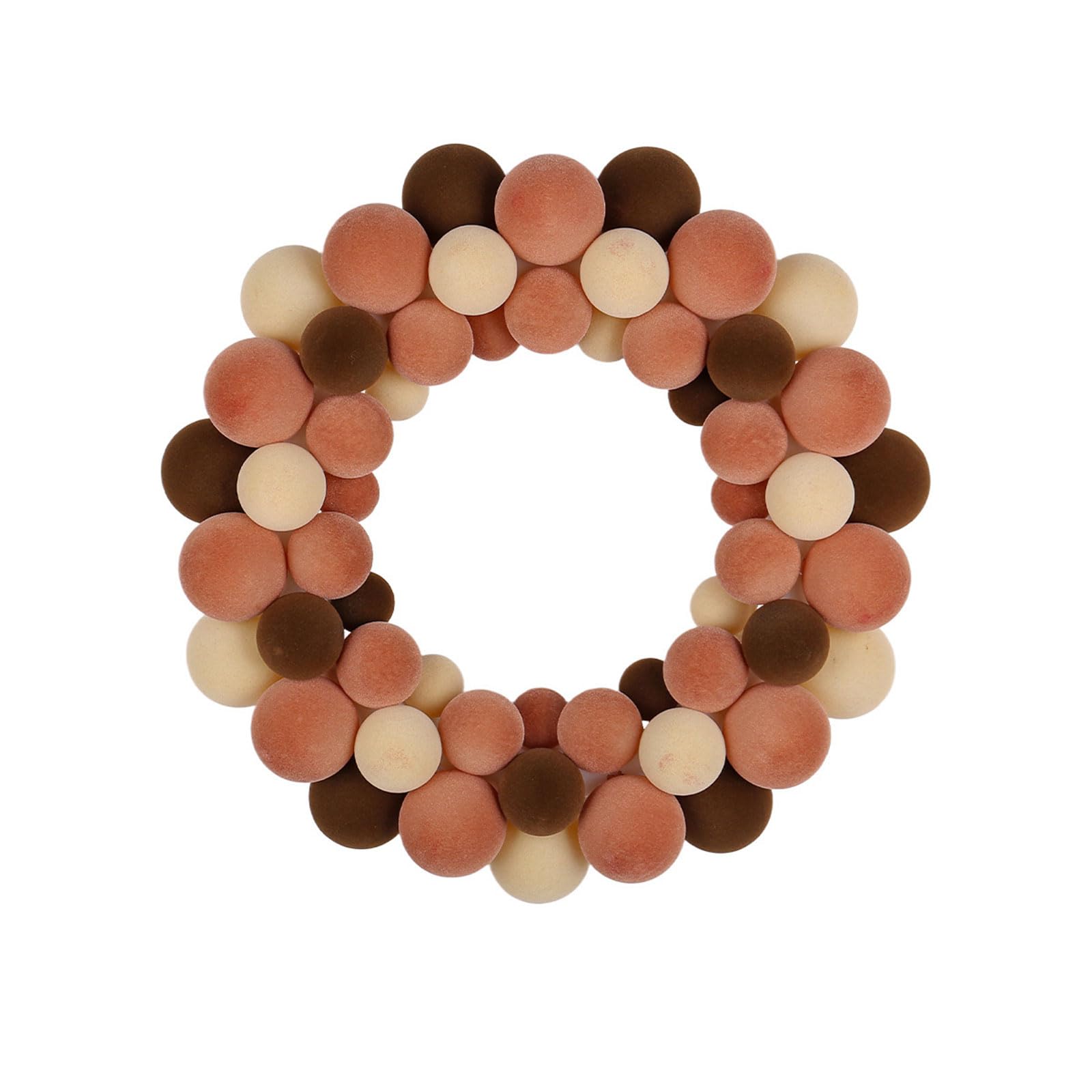 Plush Ball Wreath Door Hanging Decoration Christmas Wreath for Wall or Front Door Display Indoor and Outdoor Decoration Christmas