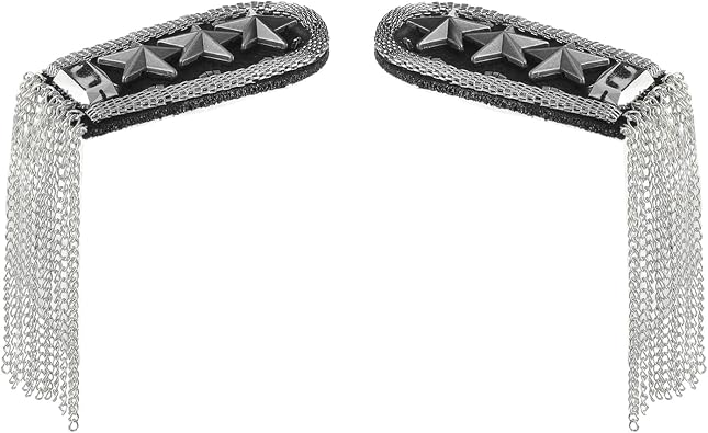 2 Pieces Rhinestone Tassel Shoulder Epaulets Punk Fringe Epaulettes Gothic Shoulders Badge Pad Detachable Uniform Accessories with Pin