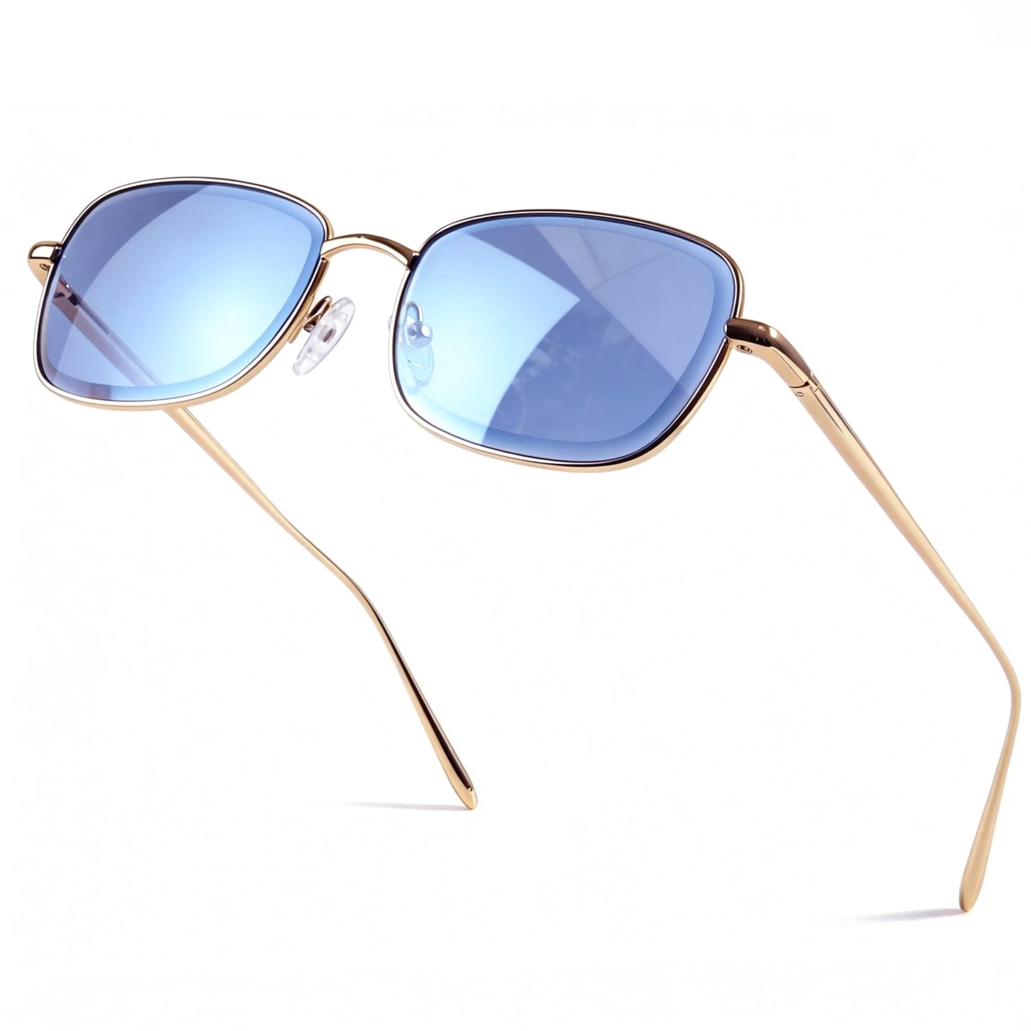 SIPHEW Trendy Rectangle Sunglasses for Women Non-polarized Metal Frame Sun glasses Chic Elegant UV400 Protection Eyewear