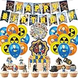 Gaming Birthday Party Decoration, Include Birthday Banner, Cake Topper, Latex Balloons, and 50pcs Stickers for Kids Teens Gaming Fan Fans Party Supplies