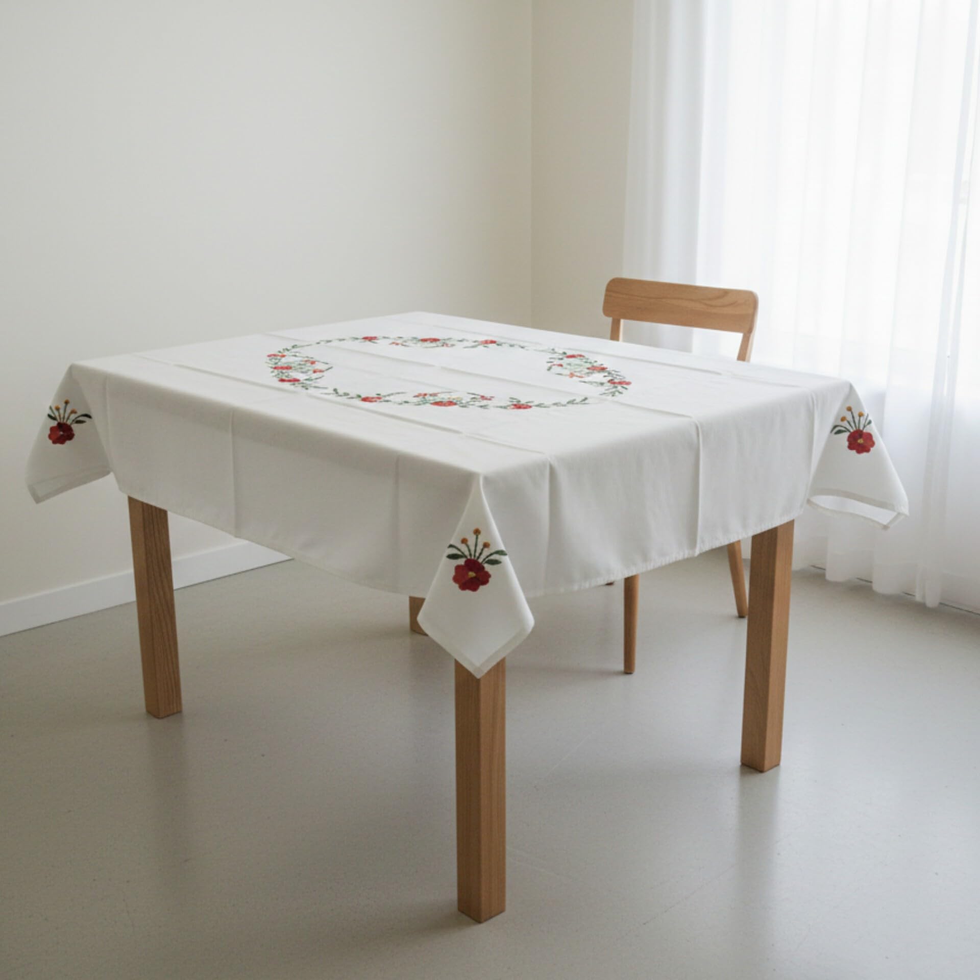 Premium Embroidered Tablecloth 40"x60" Rectangular Dining Table Linen 4 Person-picture-12