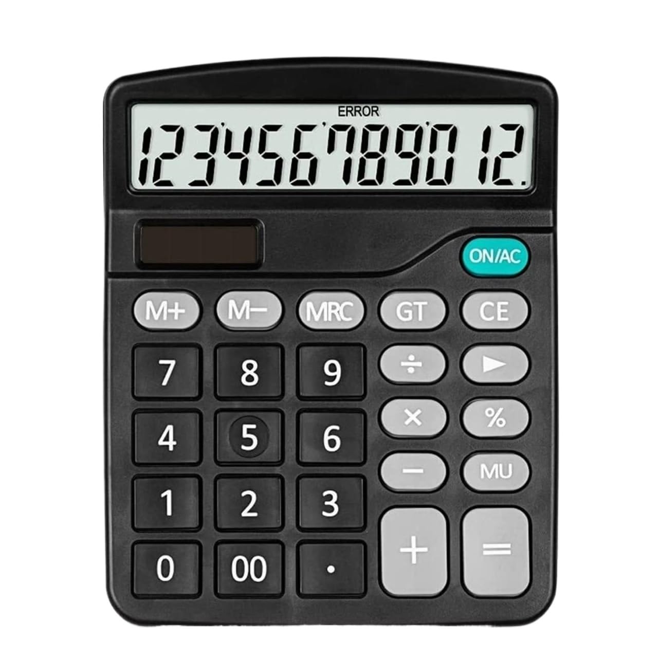 Kalkulatory Kalkulator, Kalkulatory 12-cyfrowe Kalkulator Funkcji Standardowych Wyświetlacz LCD Solarny Do Biura Dom Przybory Szkolne(Black)
