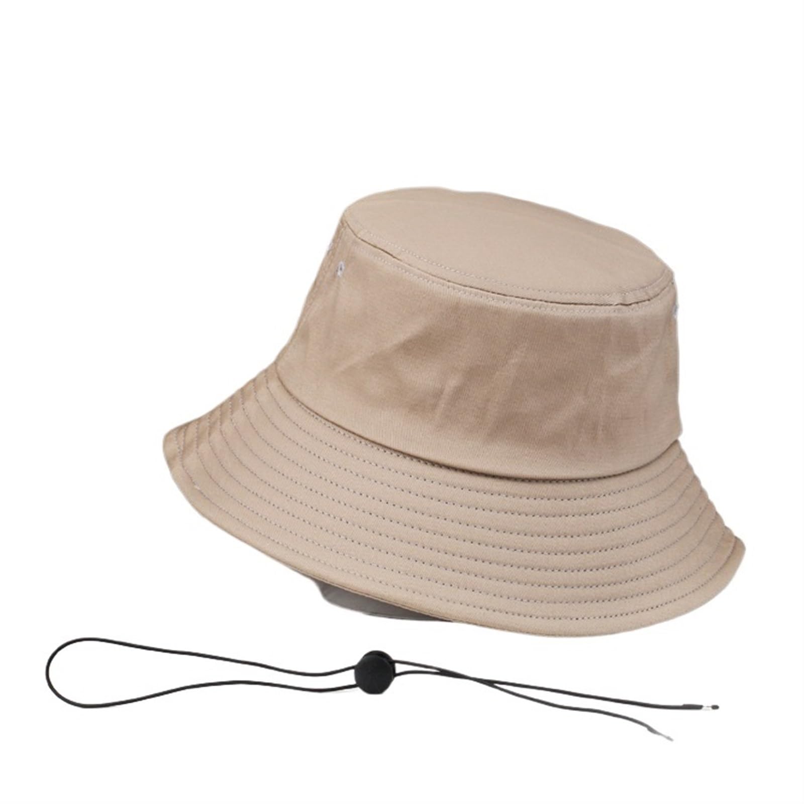 TRRYUIP Bucket Hat 56cm 58cm 60cm 62cm 64cm Pure Cotton Adult Bucket Hats Big Bone Ladies Beach Hat Men Plus Size Plain Fisherman 5 Colors(Khaki,60cm)