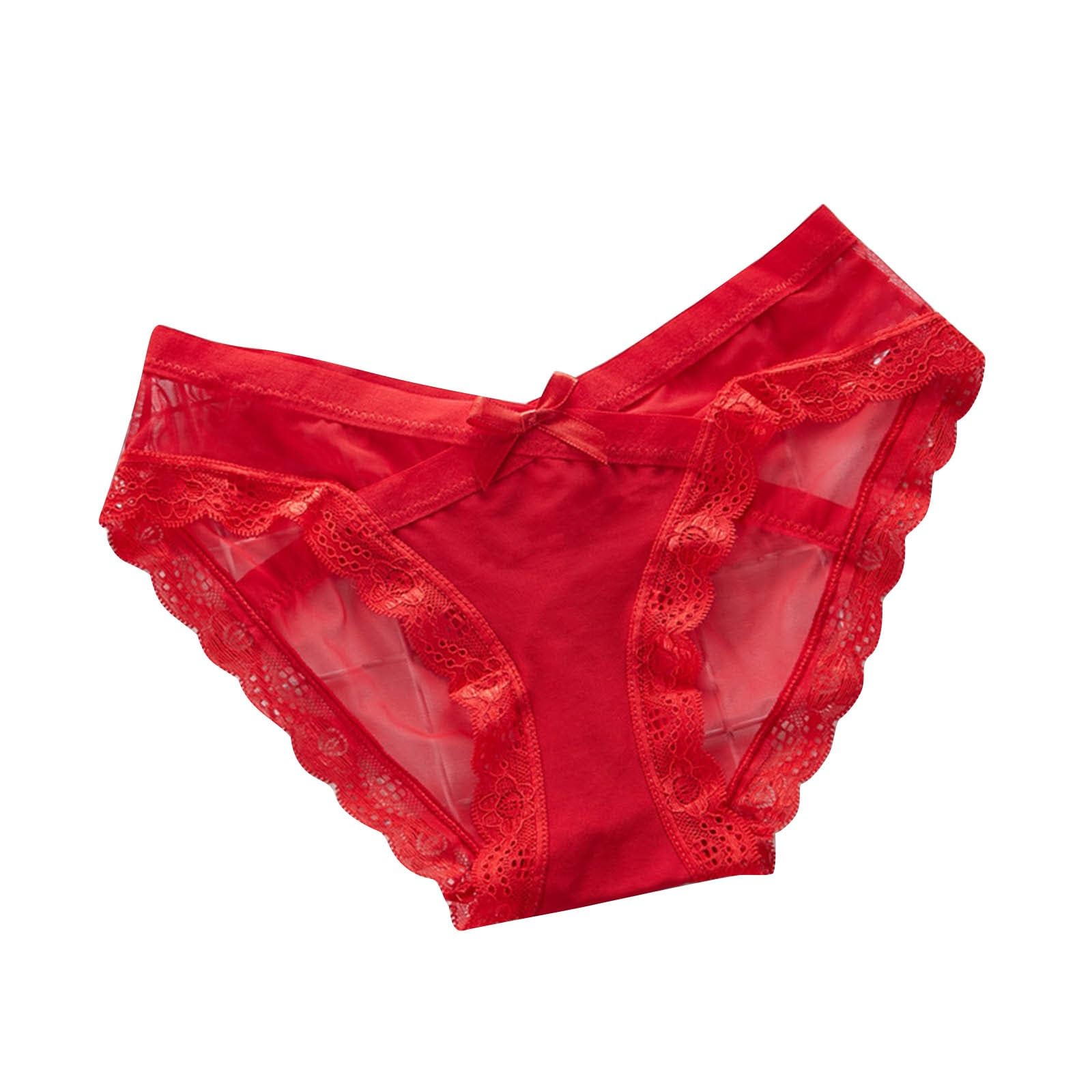Sexy Low Waisted No Show Thongs Ladies Cute Lace Trim Bow Thong Sexy Fitted Panties Women V-Shape Daily
