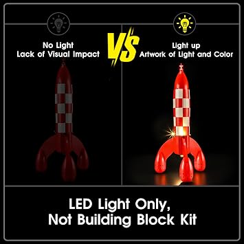 LED Light Kit Compatible with Lego Tintin Moon Rocket 21367 Set, Light Kit for Lego 21367 Building Blocks Model, Not Included The Model Set