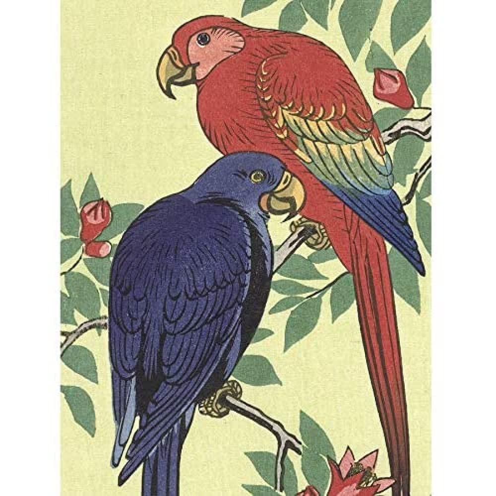 Artery8 Ohara Koson Red And Blue Parrot Japanese Painting Unframed Wall Art Print Poster Home Decor Premium