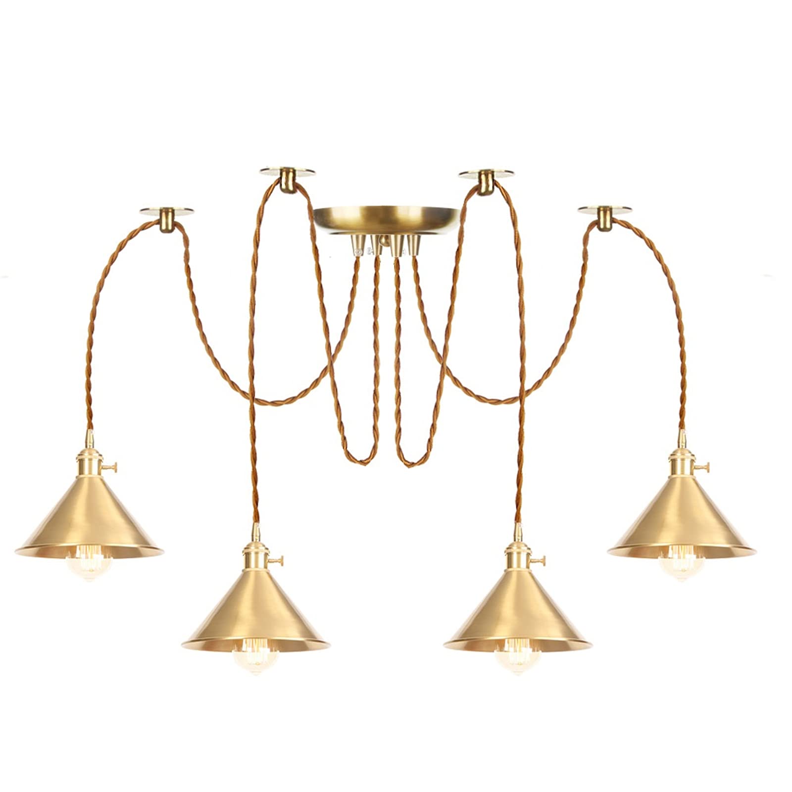 Lustre moderne en laiton doré d'exception et plafonnier suspendu réglable pour salon chic