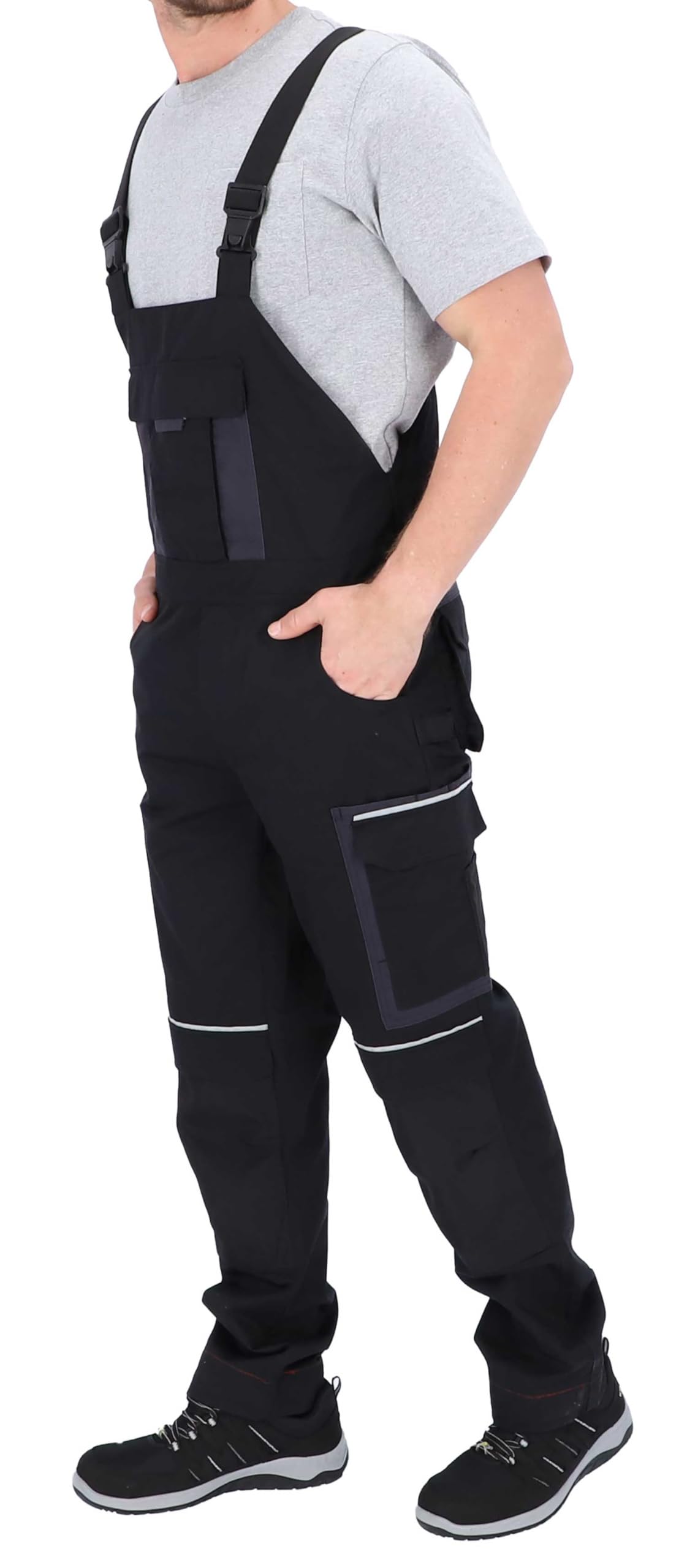 Latzhose Herren mit Stretch – Lange Arbeitshose für Männer mit Werkzeugtaschen – Robuste Arbeitskleidung für Handwerk, BAU & Heimwerker – bequem & strapazierfähig