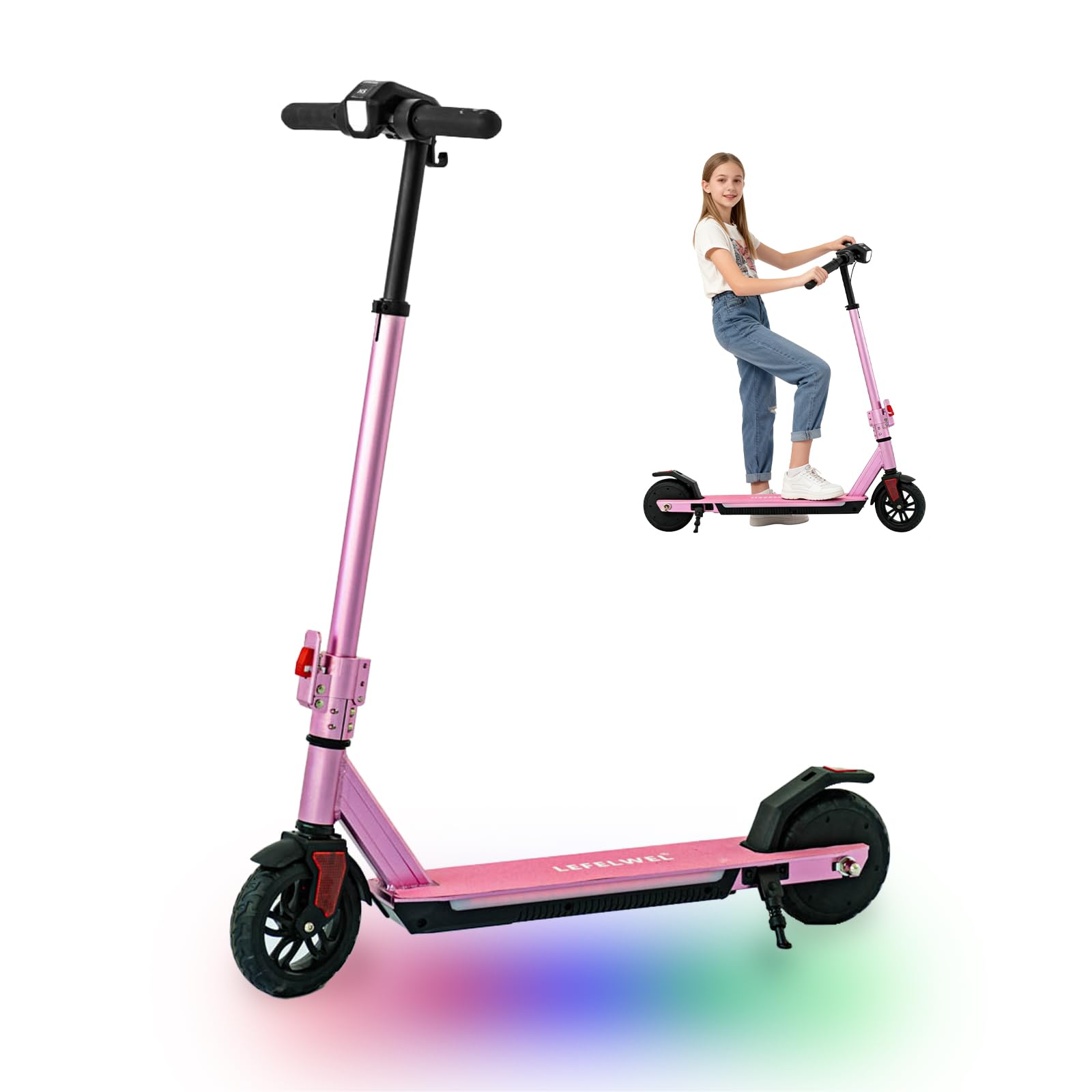 Electric Scooter for Kids 6-14, 150W Motor, 11 Mph, LED Lights, Foldable Blue