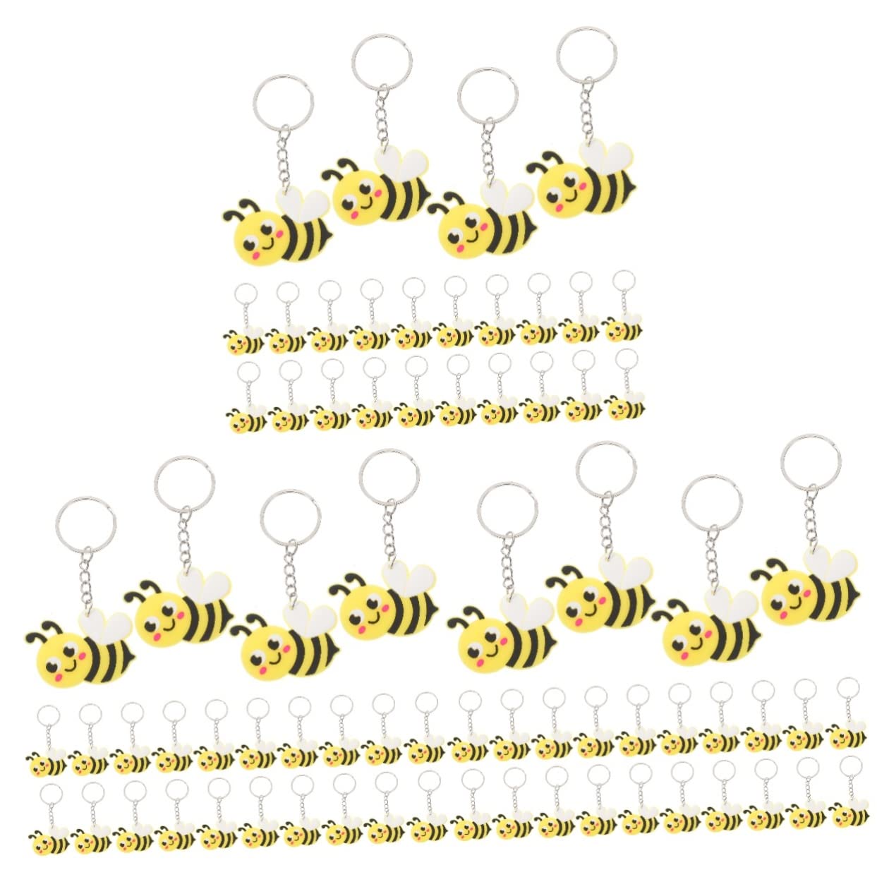 COLLBATH 72piezas Adorable Bee Keyring Cartoon Bee Keychain Pendant Decor Creativo Para Fiestas y Accesorios De Bolsos