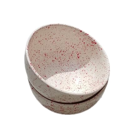 Keeya 550ml Bowl, Set of 2, Ceramic Multipurpose Red Dot Marble Bowl, Oven OTG Microwave Convection & Dishwasher Safe
