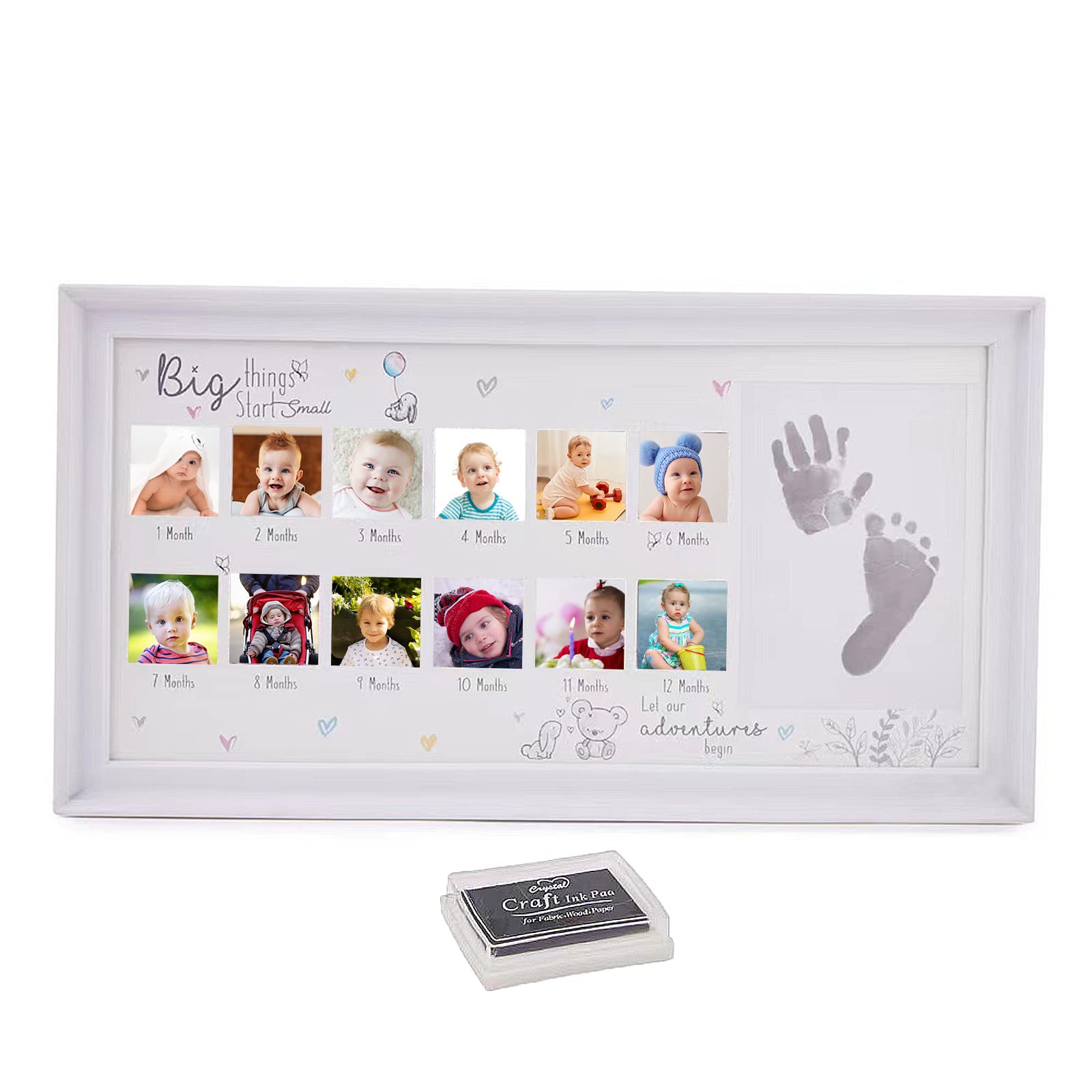lulalula Baby Hand and Footprint Kit, My First Year Picture Frame, Baby Milestone Picture Frames - Baby Registry Must Haves for New Moms and Dads - Baby Shower Gifts for Mom