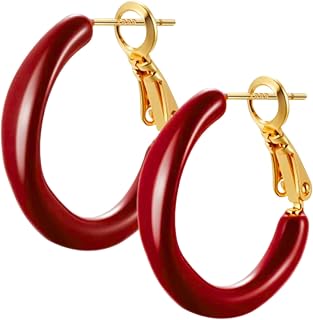 フープピアス 赤色 ピアス 輪っか イヤリング レッド 昭和レトロ アンティーク 風 アクセサリー リング 輪 円 形 直径 2.3cm クラッシックジュエリー