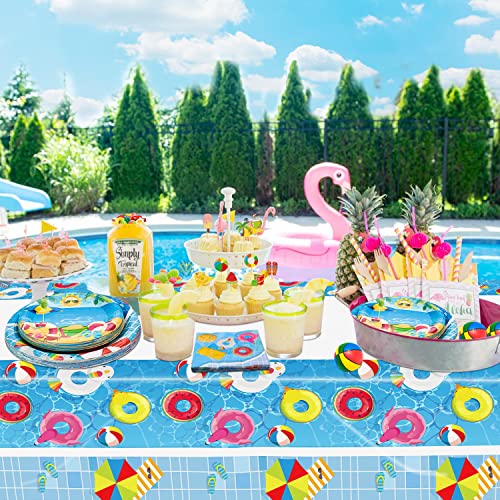 Hegbolke Beach Ball Birthday Party Supplies Serve 20-81Pcs Plates Napkins Tablecloth Forks Set For Hawaiian Aloha Luau Beach Pool Barbecue Party Beach Ball Happy Birthday Party Favor Supplies thumb #7