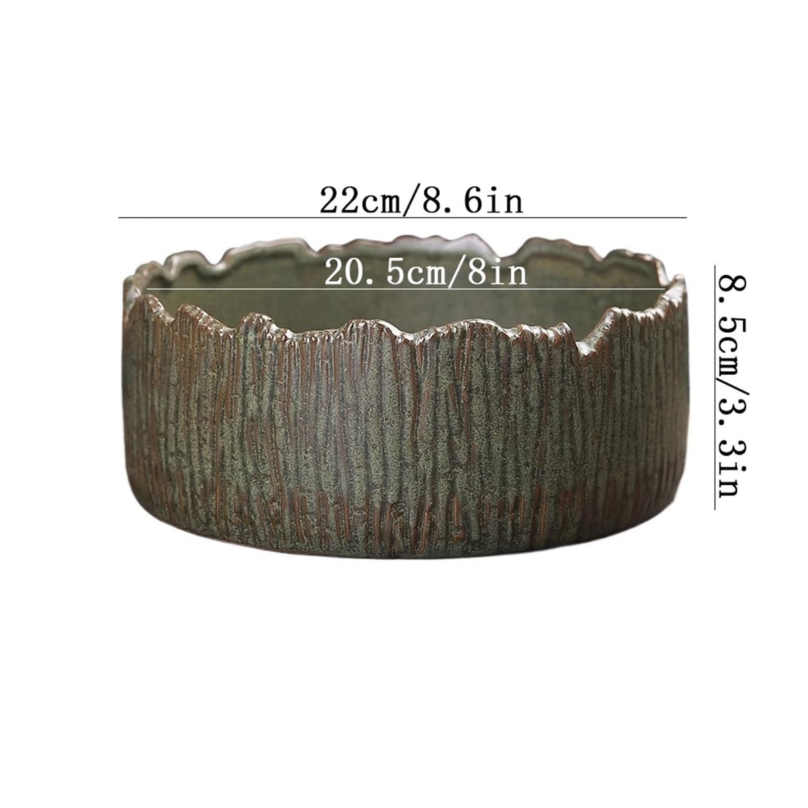 Vassoio per vasi da fiori Vassoio raccogli gocce in ceramica retrò con bordi irregolari, imitazione della trama di un albero, piattino for composizioni floreali