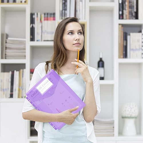 Miniatura 7 de NatureTouch 12 bolsillos para carpeta, carpetas organizadoras transparentes para 3 anillas, tamaño A4carta, sobres de polietileno con cierre a