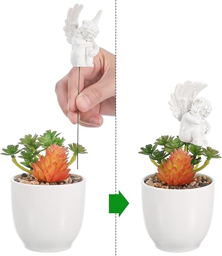 Miniatura 5 de Kisangel Adornos de alas de ángel, escultura de jardín de resina, 2.8 pulgadas, estatua decorativa de ala de ángel para decoración de patio al aire