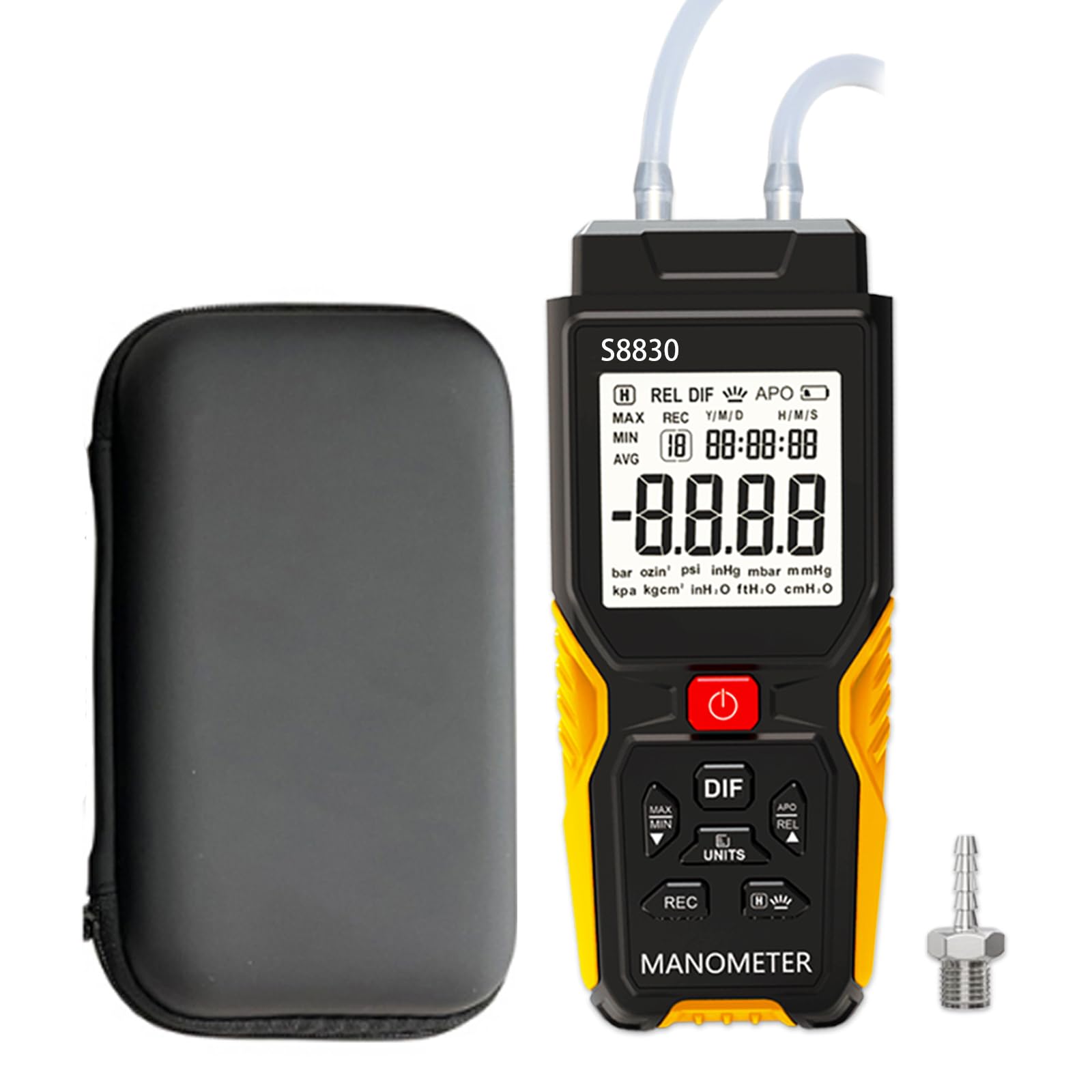 Meter Box Manometer Gas Pressure Meter Dual-Port Digital Manometer With Storage Box - HVAC ...