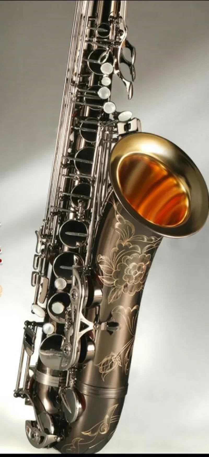Saksofon Tenorowy Czarny Nikiel Złoty Dzwonek Z Ustnikiem Srebrny Klucz Trzcina Gryf Instrument Muzyczny Akcesoria Zestaw Saksofonowy