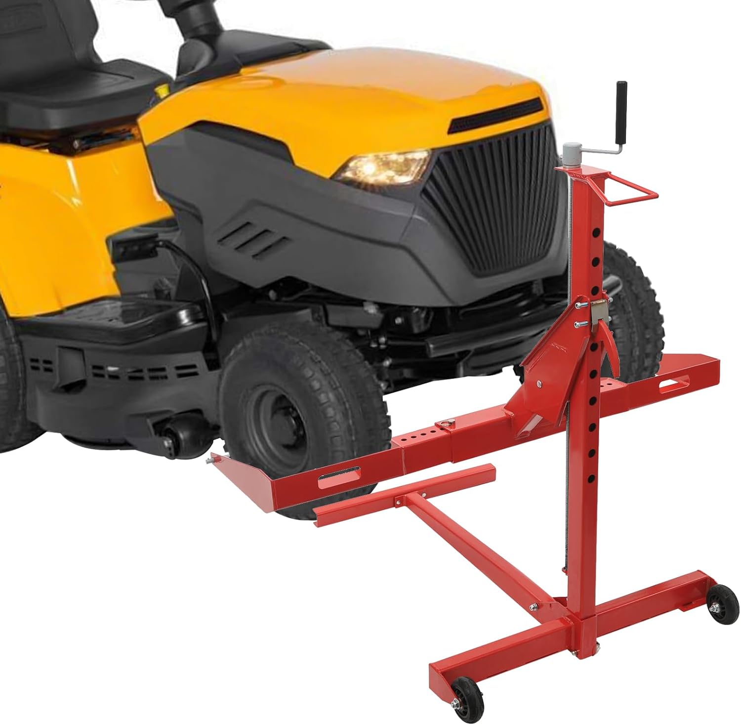 Riding Lawn Mower Lift - 750lb Capacity Heavy Duty Lawn Mower Lift with 0-24.41in Adjustable Height, Space-Saving Foldable Design for Easy Maintenance and Repairs