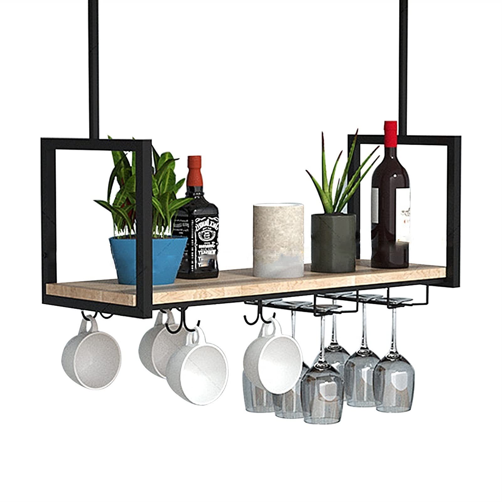 WXQDDA Ceiling Shelf Industrial Wine Rack, Storage Rack and Display Stand for Kitchen Bar Restaurant, for Display, Storage Decor, Hanging Wine Glass Rack/100 * 30 * 60Cm (120 * 30 * 60Cm)