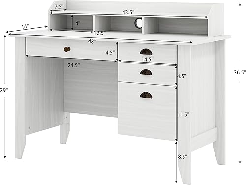Miniatura 3 de Safeplus Escritorio para computadora de 48 pulgadas con 4 cajones de almacenamiento y mesa ejecutiva de madera para PC y portátil