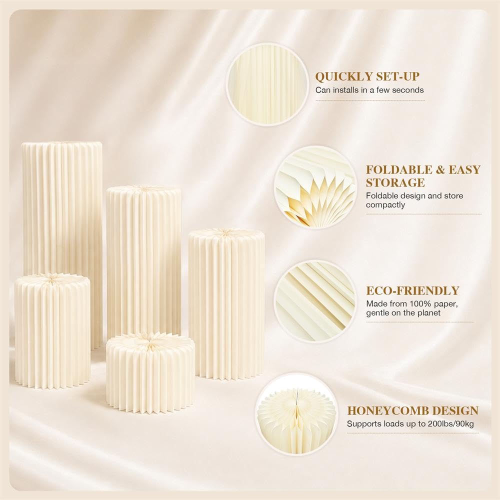 Lot de 5 supports cylindriques pour fête avec disque acrylique