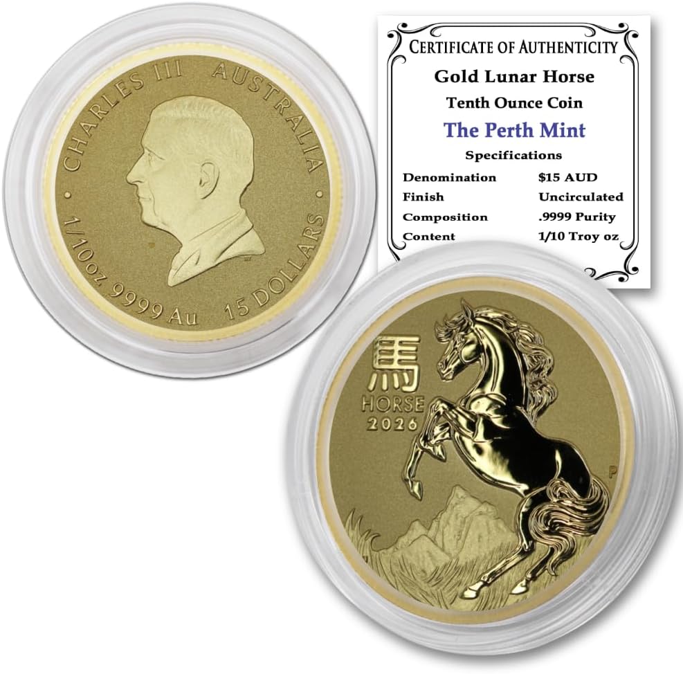 2026 P 1/10 oz Australian Gold Lunar Year of the Horse Coin Brilliant Uncircu...