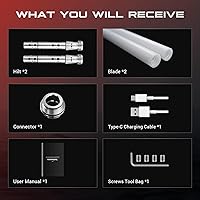 Vista 6 de DAMIENSABER Upgrade RGB3.0 Smooth Swing Light Saber Double Blades,Motion Control Dueling Light Saber 16 Sound Fonts Light Sabers with Infinite