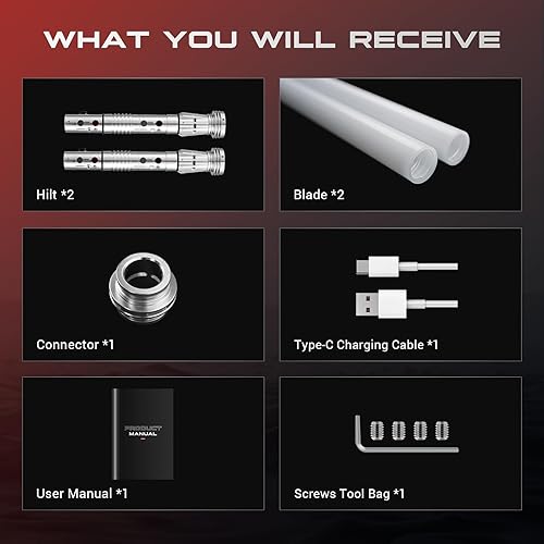 Miniatura 6 de DAMIENSABER Sable de luz de giro suave RGB3.0, doble cuchilla, control de movimiento, sable de luz de duelo 16 fuentes de sonido, sables de luz con