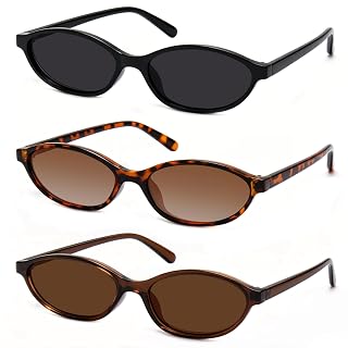 Retro Oval Cat Eye Sunglasses for Women,Small Narrow Trendy Y2K Shades 8057
