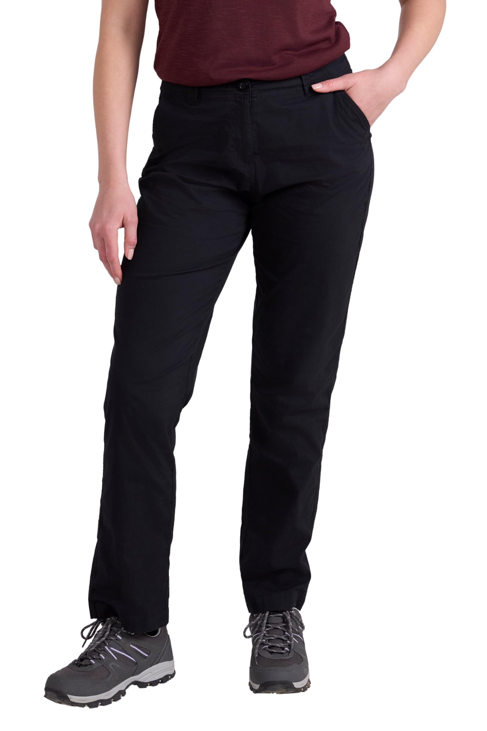 Mountain Warehouse Women's Black (Regular Length) Coastal Stretch Trousers - Breathable, Lightweight Pants. Lots Of Pockets - Spring Summer, Walking, Hiking, Outdoors & Trekking Size 12