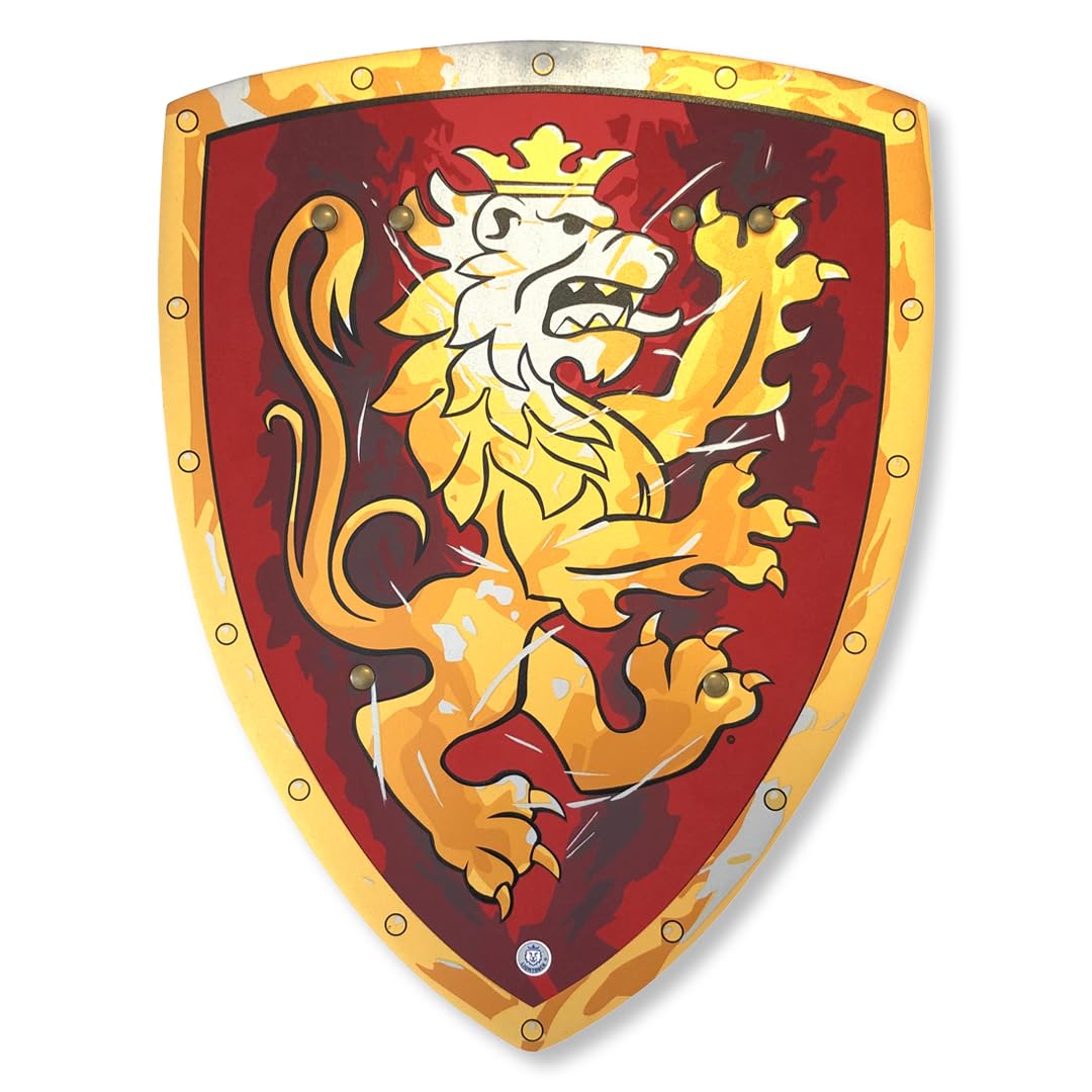 Liontouch - Noble Knight Foam Shield for Kids, Red/Medium - Age 3-8 | 15.4 x 11.8 in | Medieval Pretend Play Toy with Golden Lion Theme | Safe Battle Accessory for Dress Up & Costumes for Boys