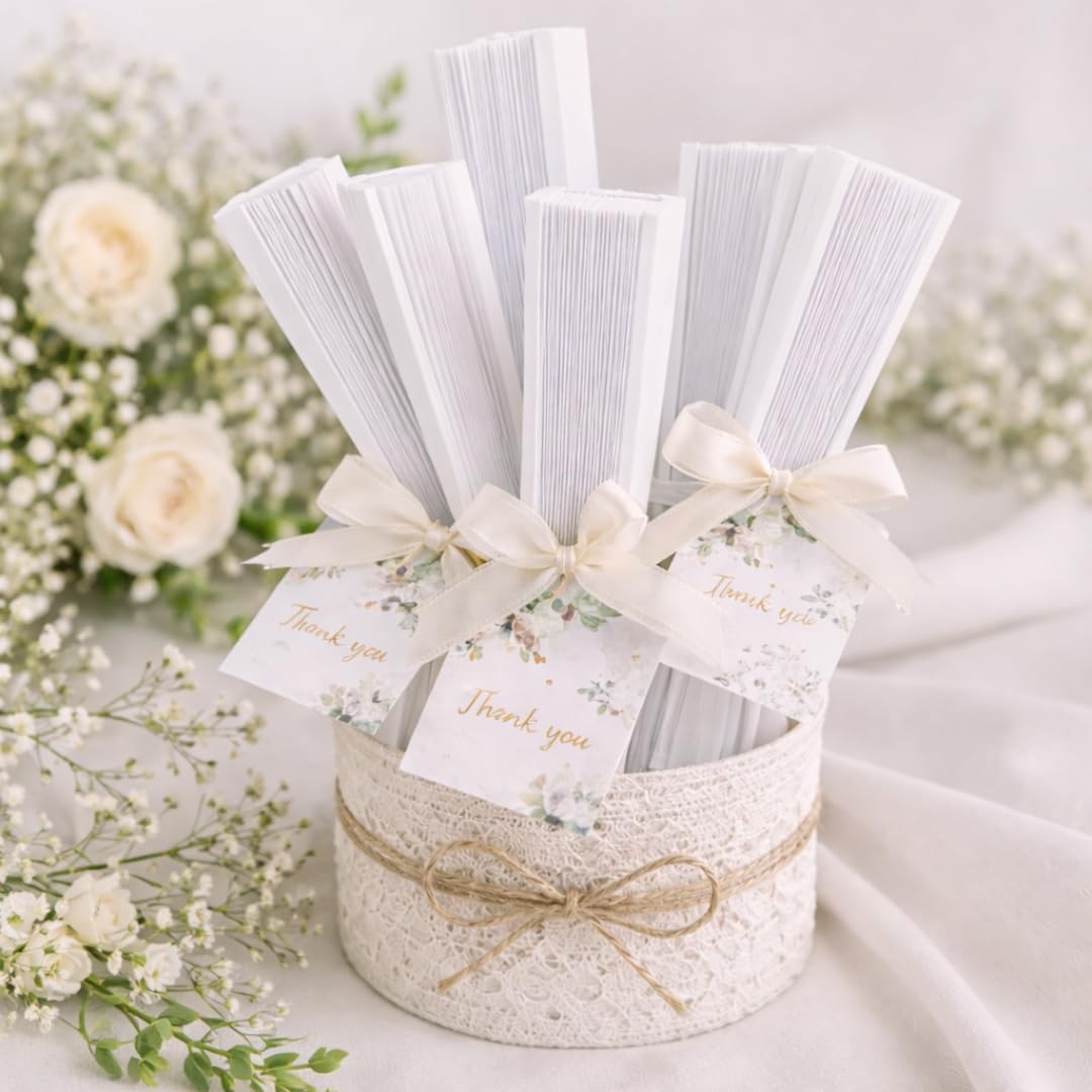 Set Ventagli Pieghevoli in Plastica Bianchi – 12/24/60 Pezzi Ventaglio Bianco Grande – Ideali per Matrimonio, Eventi, Cerimonie e Gadget Ospiti – Leggeri, Resistenti e Riutilizzabili (24, ventaglio)