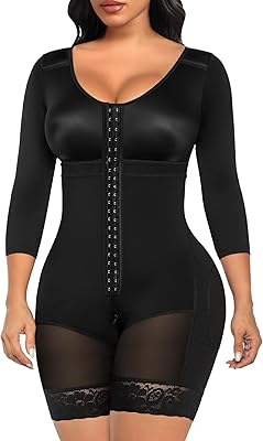 SHAPERX Women's Fajas Colombianas Shapewear Postpartum Tummy Control Arm Slimming Full Body Shaper with Zipper Crotch
