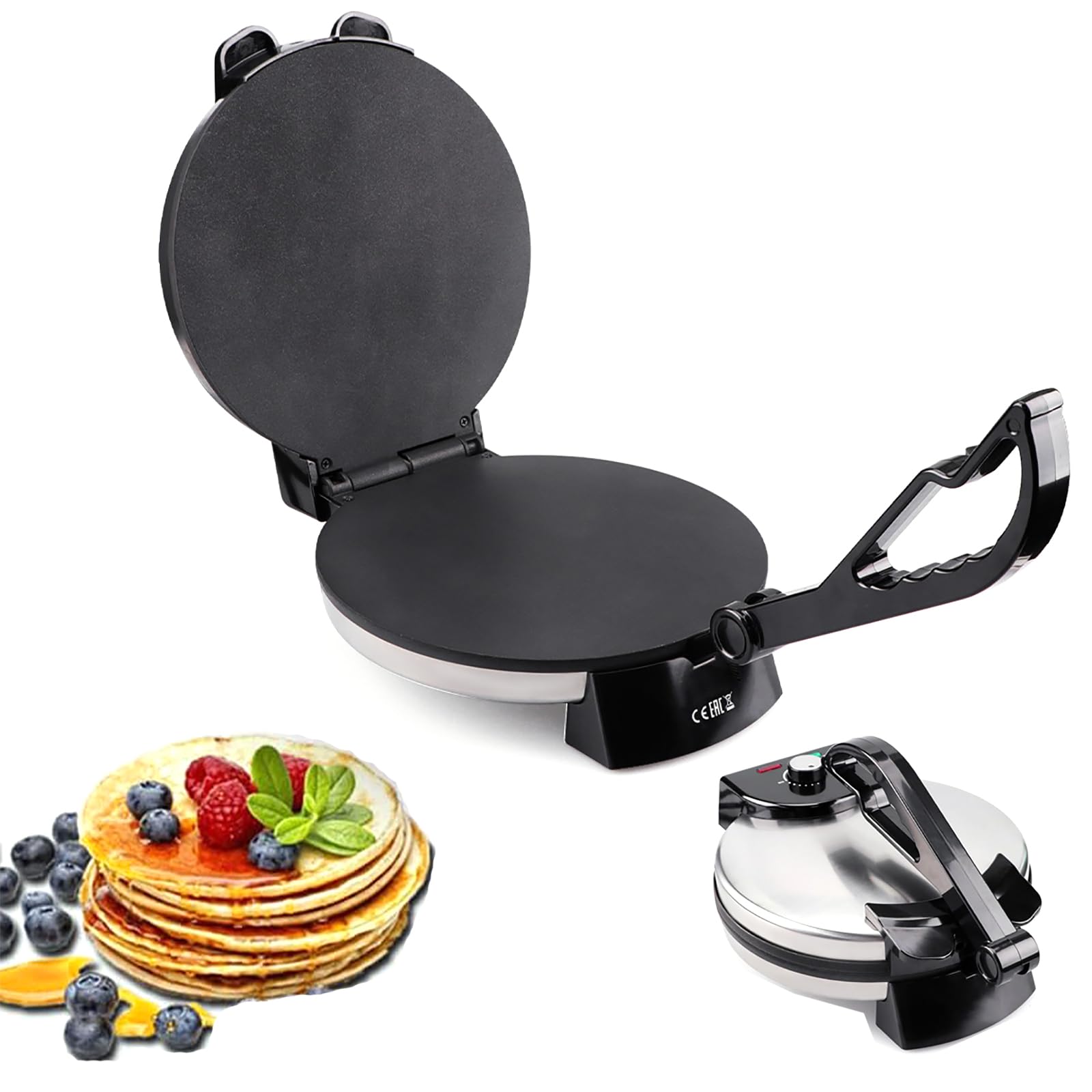 Electric Pancake & Crepe Maker, Non-Stick Hotplate, Portable Breakfast Maker, 1800W Temperature Control, LED Indicator, Double-Sided Heating, Family Baking