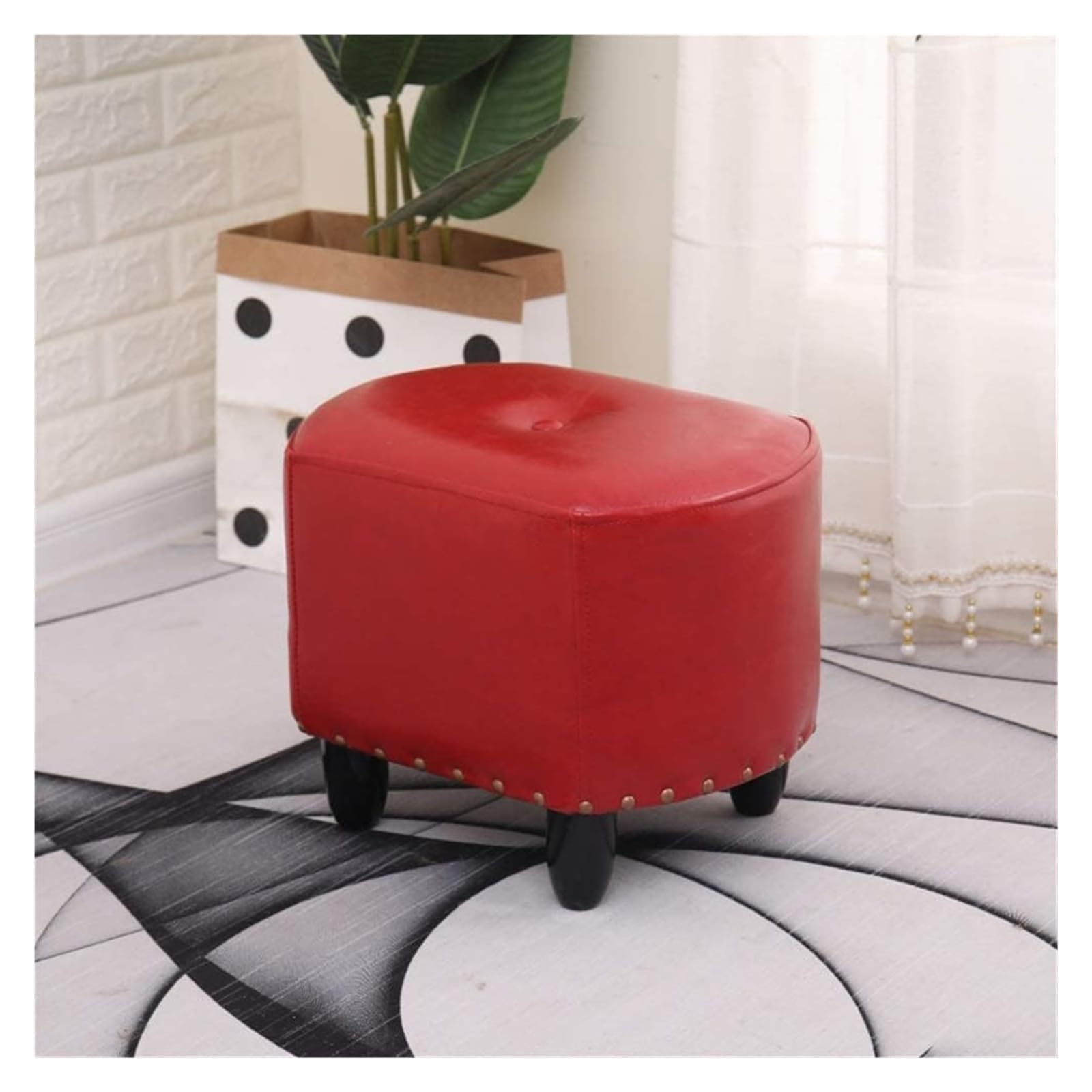 Repose-pieds ottoman en similicuir marron de 40x30x33 cm pour bureau et canapé