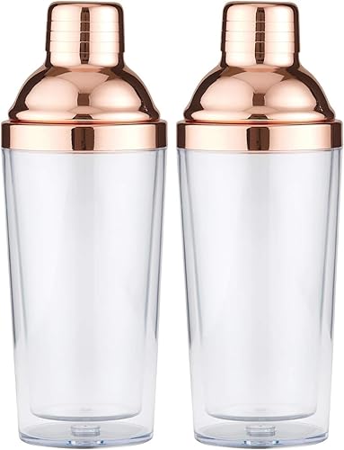 Miniatura 5 de Santa Barbara Design Studio Sippin' Pretty coctelera de plástico con colador de acero inoxidable, 8 pulgadas de alto, confeti dorado