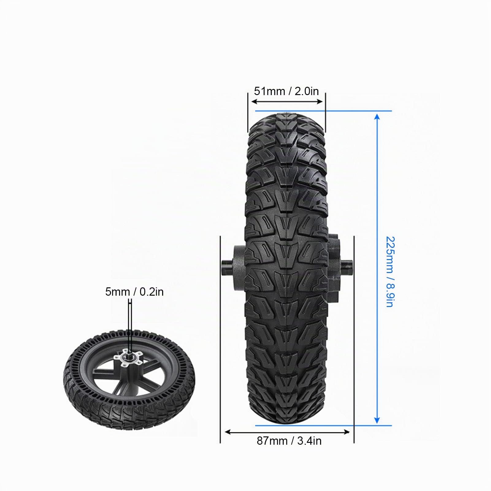 BuyWeek Elektroroller Hinterrad für Xiaomi M365 1S Lite Series, 8,5 Zoll E-Scooter Hinterradreifen Stoßfest Rutschfest E-Roller Hinterrad Solid Reifen Ersatz