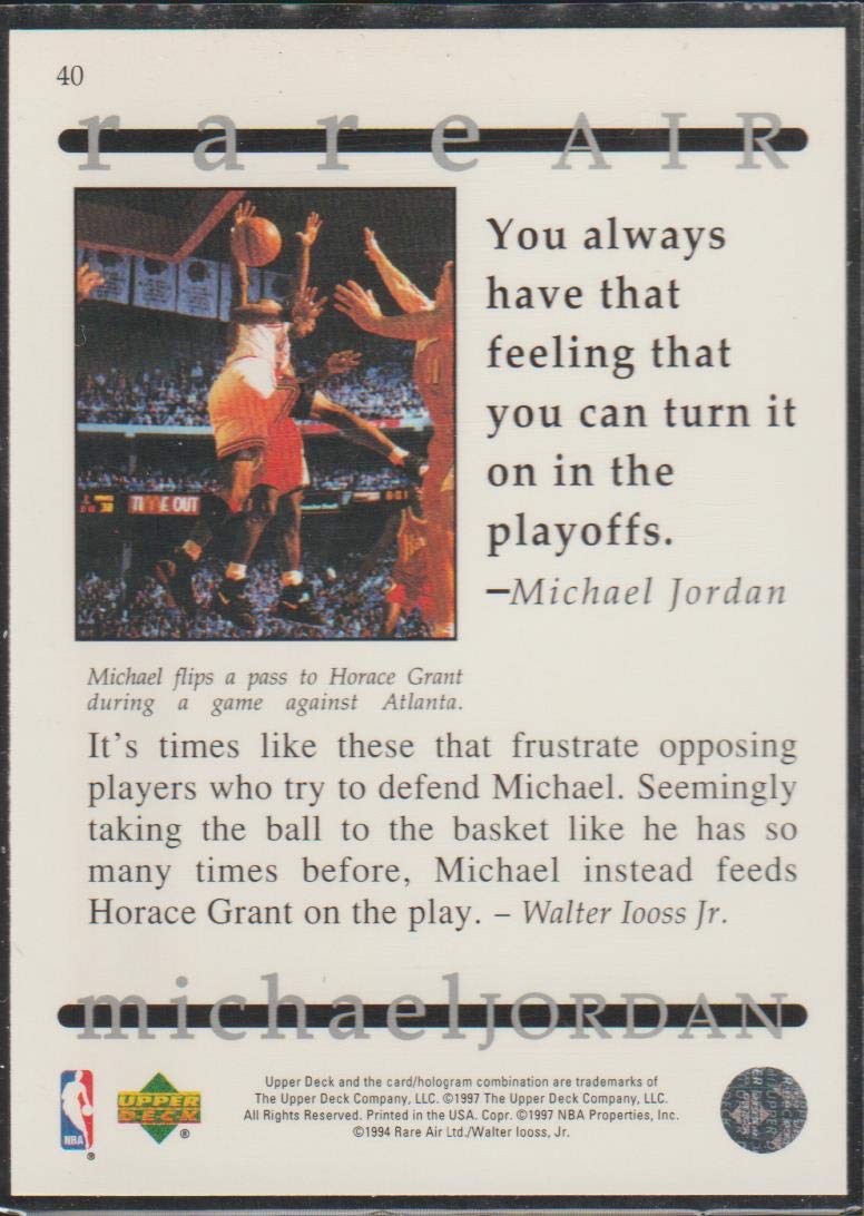rare air michael jordan card Amazon.com: 1997 Upper Deck Michael Jordan Bulls Rare Air Basketball Card  #40 : Collectibles & Fine Art