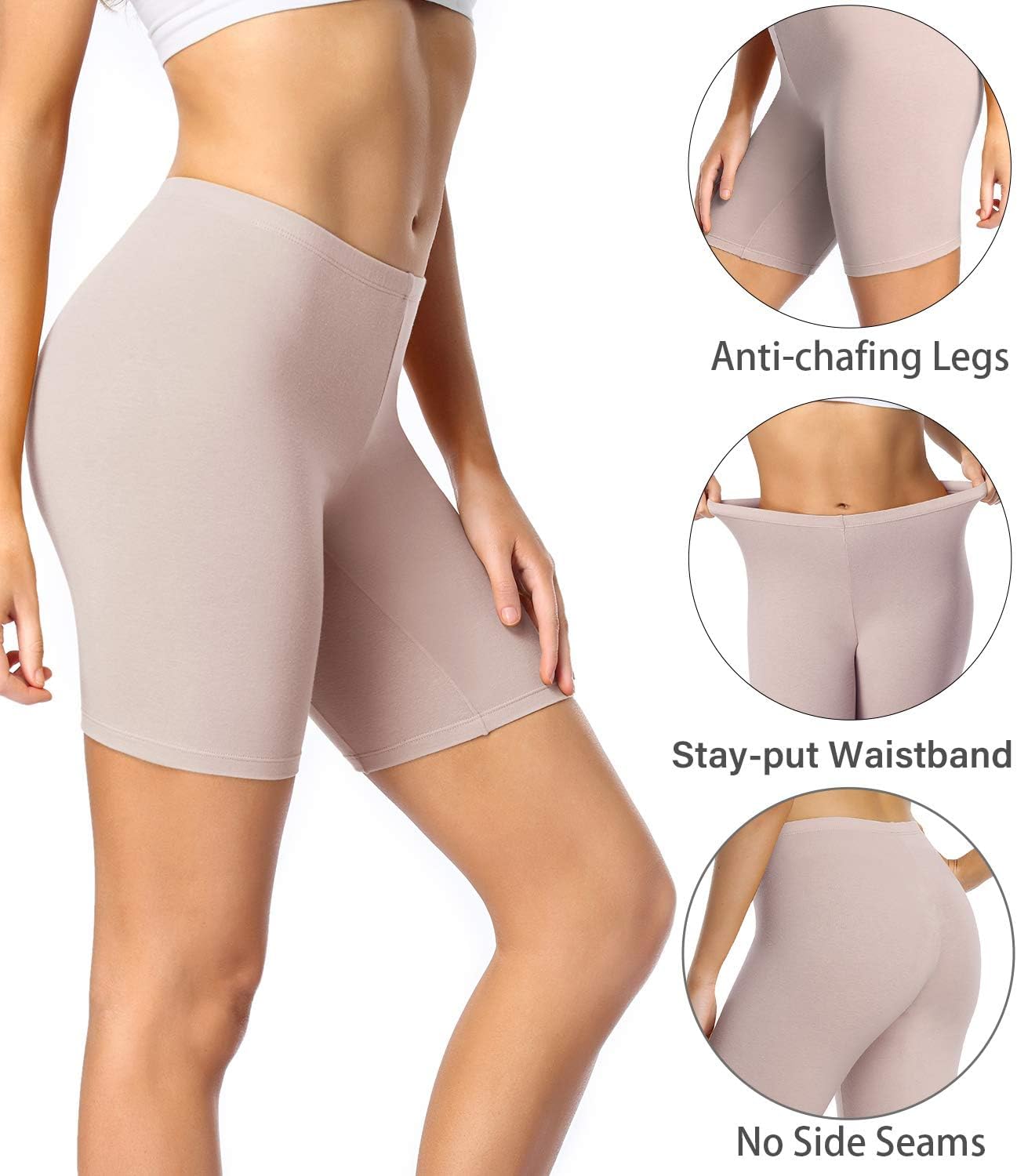 wirarpa Women's Anti Chafing Cotton Underwear Boy Shorts Long Leg Boyshorts Panties 3 Pack - Image 3