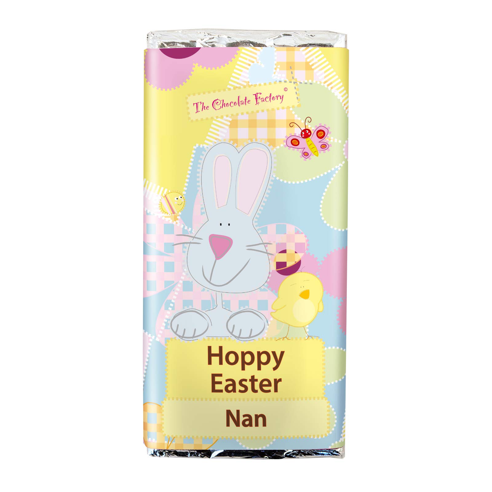 Chocolate Factory | Easter Chocolate Bar for Nan | Happy Easter Nan | Easter Treat | Smooth Creamy Milk Chocolate | 75g Solid Chocolate Cute Wrapper | Hoppy Easter Nan Bar