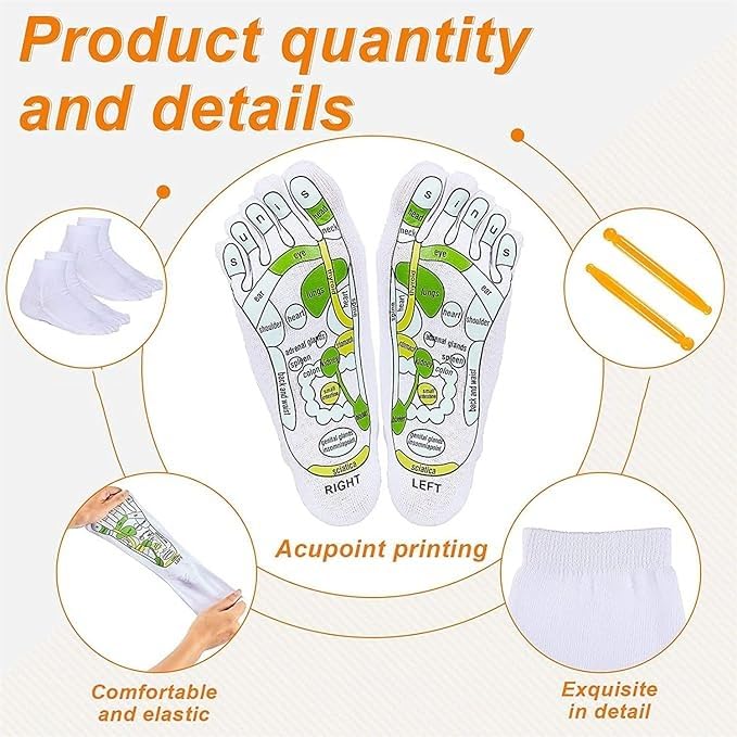 Image of Acupressure Reflexology Socks For Women And Men | S M SIZE Foot Massager Sock | Relieve Tired Physiotherapy Socks With Massage Tools Foot Point Complete Illustration